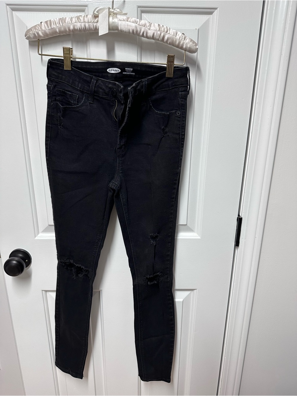 Old Navy Black Distressed Skinny Jeans